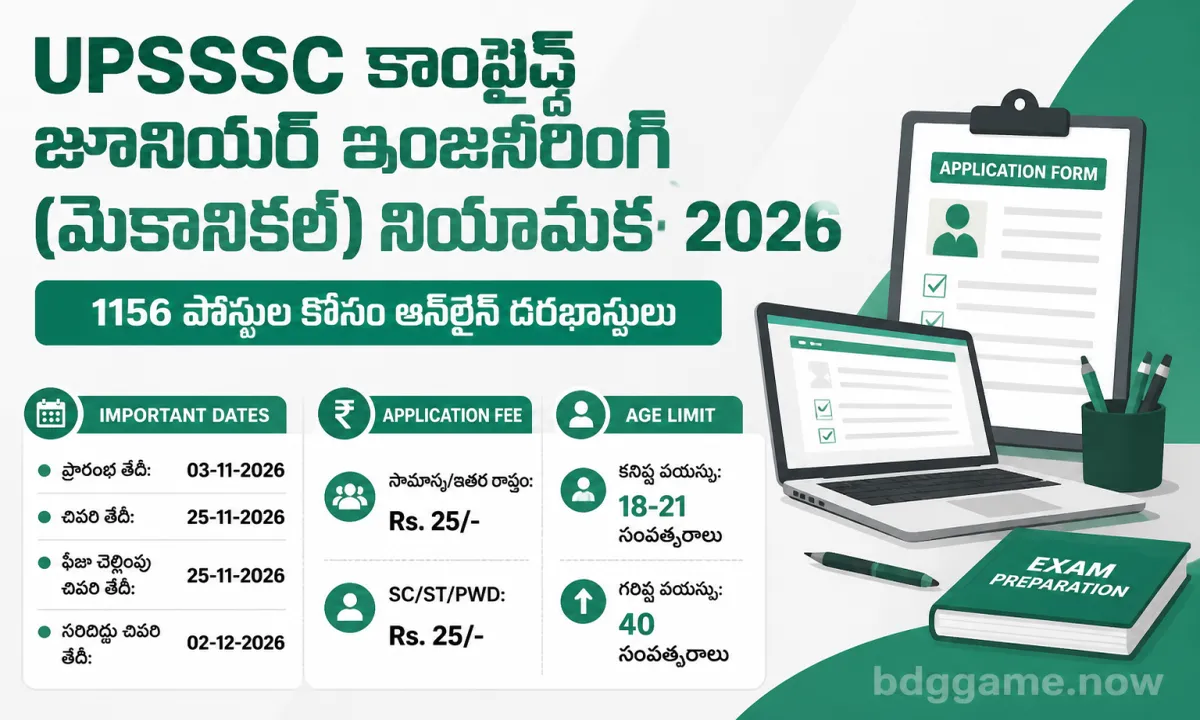 UPSSSC Combined Junior Engineering Mechanical Recruitment 2026